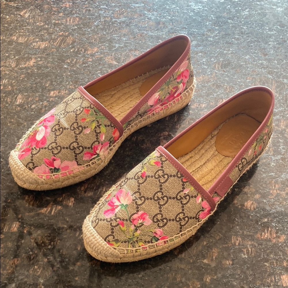 Gucci Women's Floral Espadrilles - Pink and Brown